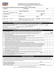 Document preview: New Mexico Vfc Vaccine Administration Form - New Mexico