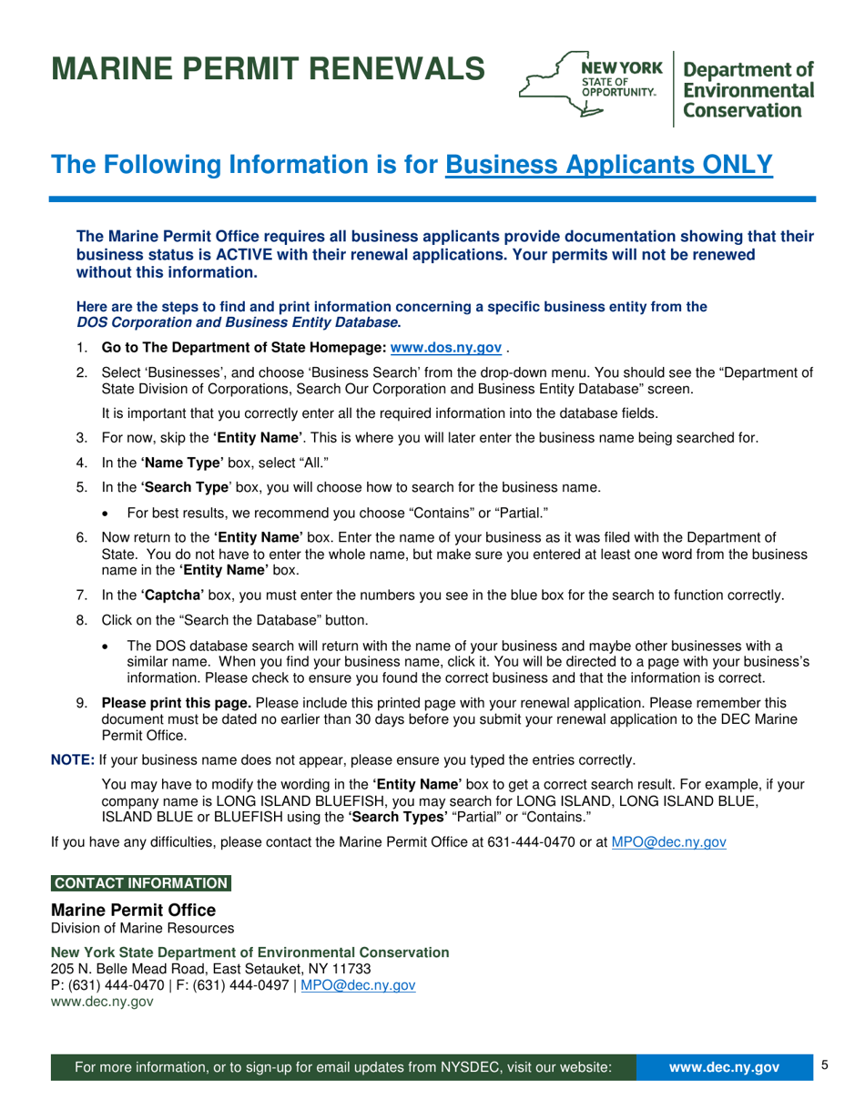 Application for Marine Permits - New York, Page 5