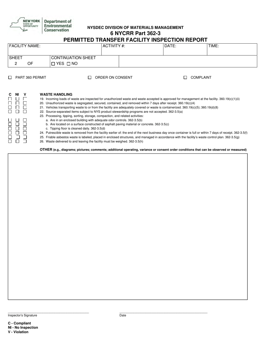 Permitted Transfer Facility Inspection Report - New York, Page 2