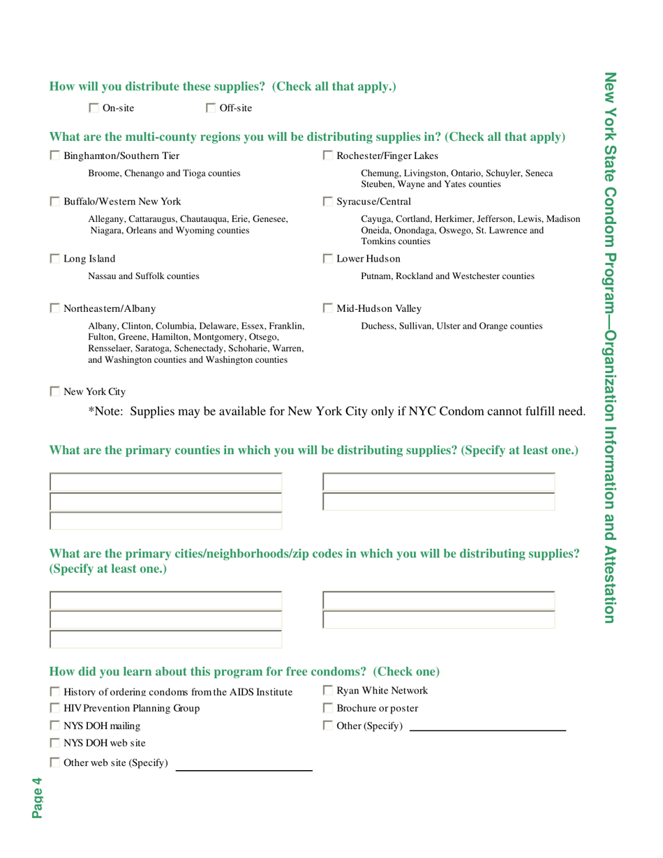 Nyscondom Program Organization Information and Attestation - New York, Page 4