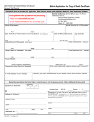 Form DOH-4376 Mail-In Application for Copy of Death Certificate - New York, Page 2