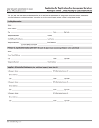 Form DOH-4333 Application for Registration of an Incorporated Society or Municipal Animal Control Facility to Euthanize Animals - New York