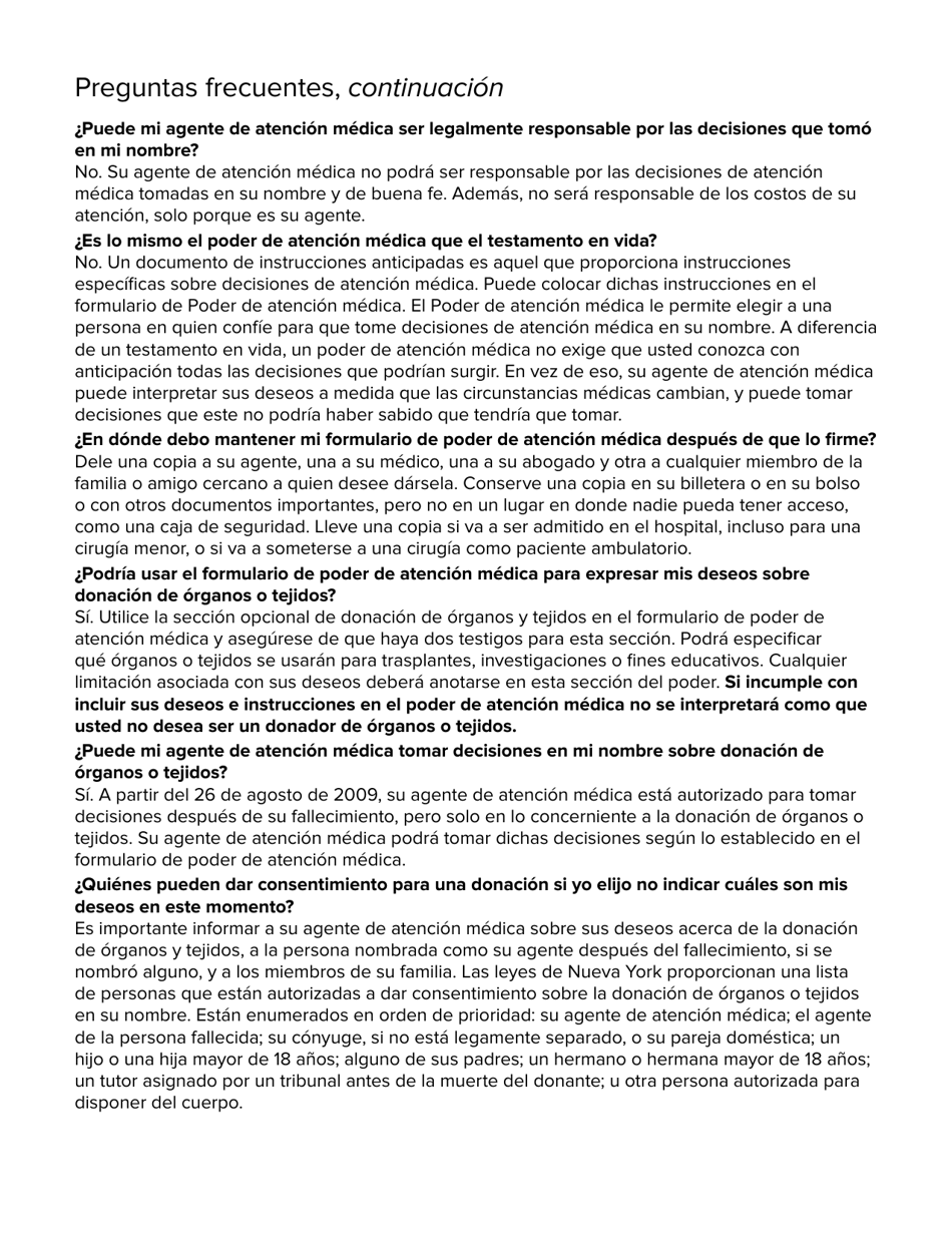 Formulario 1431 Poder De Atencion Medica - New York (Spanish), Page 5