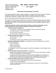 Formulario LS223S Formulario De Queja Sobre Normas Laborales - New York (Spanish)