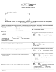 Document preview: Formulario PW4S Reclamo De Salario Y/O Complementos Salariales No Pagados En Proyecto De Obra Publica - New York (Spanish)