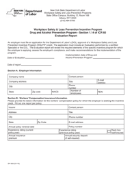 Form SH928 Workplace Safety &amp; Loss Prevention Incentive Program Drug and Alcohol Prevention Program - Section 1.14 of Icr 60 Evaluation Report - New York