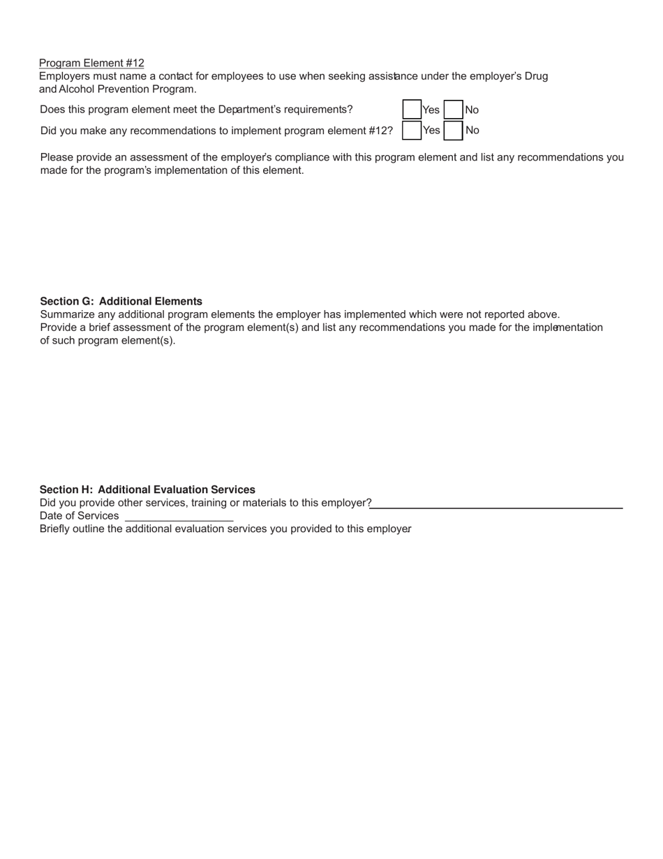 Form SH928 Workplace Safety  Loss Prevention Incentive Program Drug and Alcohol Prevention Program - Section 1.14 of Icr 60 Evaluation Report - New York, Page 7