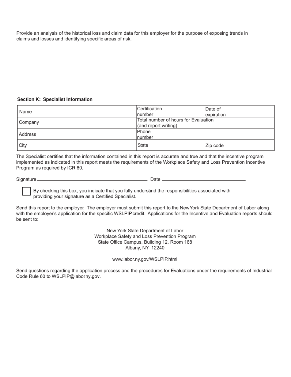 Form SH928 Workplace Safety  Loss Prevention Incentive Program Drug and Alcohol Prevention Program - Section 1.14 of Icr 60 Evaluation Report - New York, Page 9