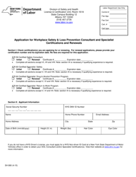 Document preview: Form SH890 Application for Workplace Safety & Loss Prevention Consultant and Specialist Certifications and Renewals - New York