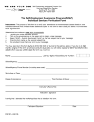 Document preview: Form ES161.4 The Self-employment Assistance Program Individual Services Verification Form - New York