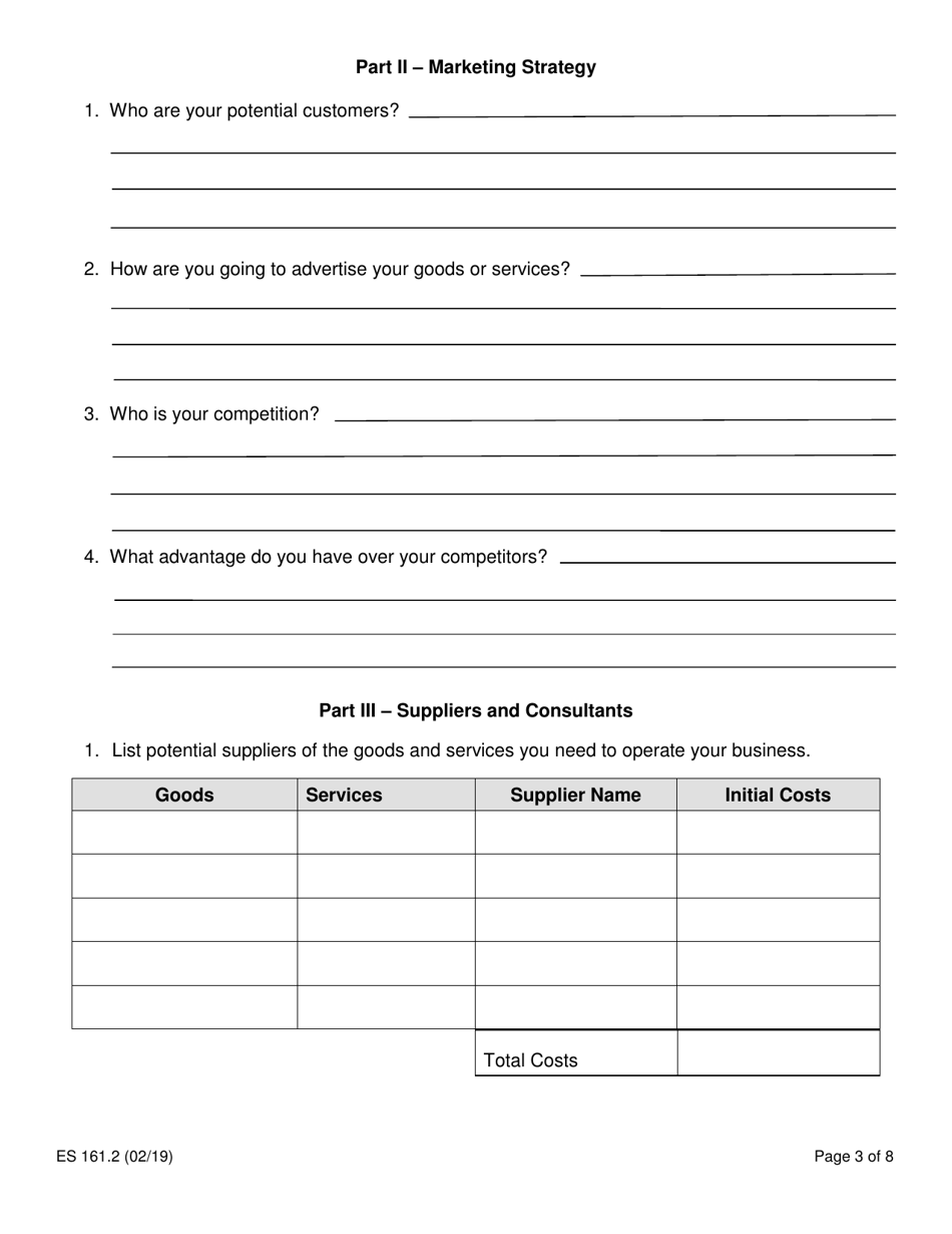 Form ES161.2 The Self-employment Assistance Program Business Strategy Form - New York, Page 3