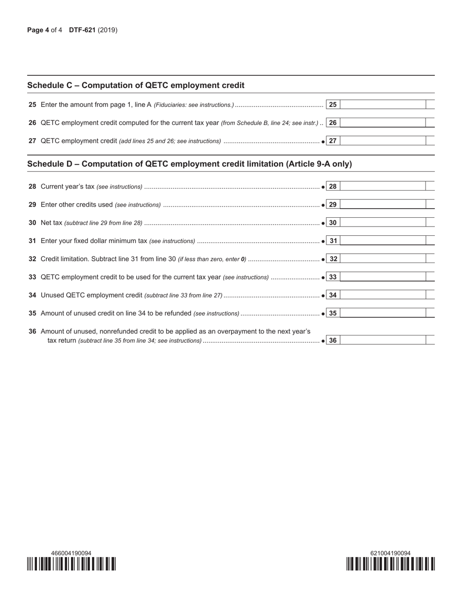 Form DTF-621 Claim for Qetc Employment Credit - New York, Page 4
