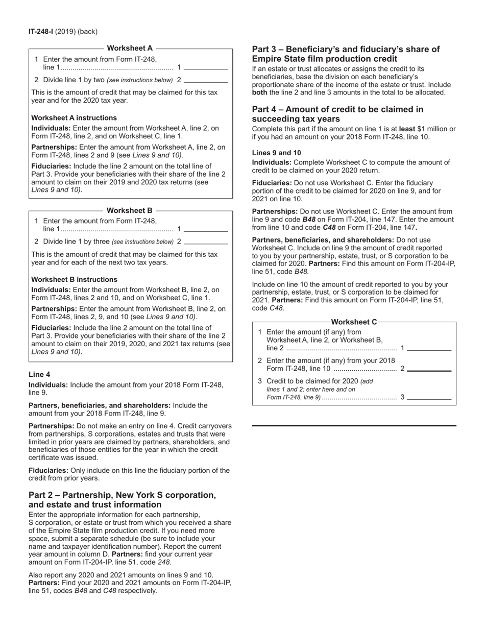 Instructions for Form IT-248 Claim for Empire State Film Production Credit - New York, Page 2