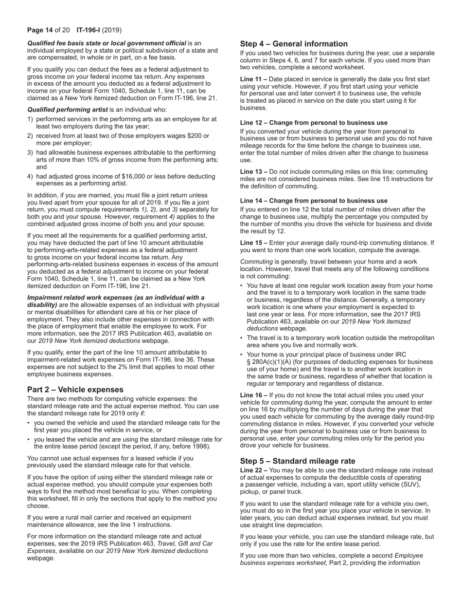 Instructions for Form IT-196 New York Resident, Nonresident, and Part-Year Resident Itemized Deductions - New York, Page 14