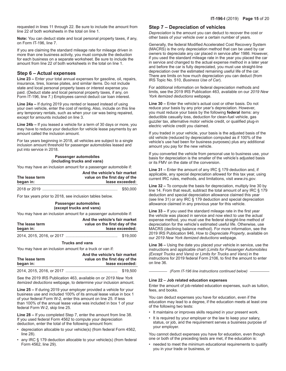 Instructions for Form IT-196 New York Resident, Nonresident, and Part-Year Resident Itemized Deductions - New York, Page 15