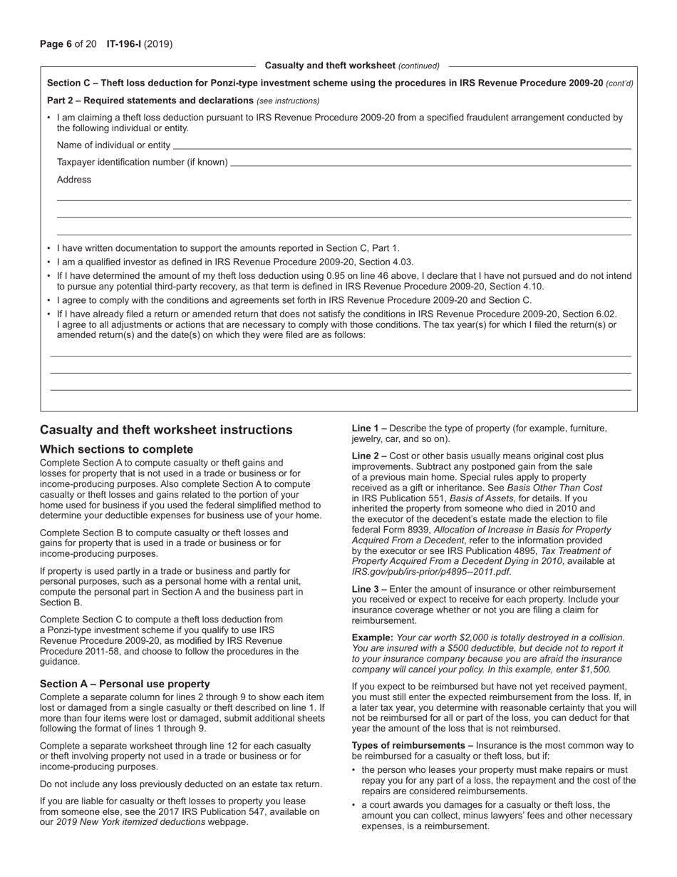 Instructions for Form IT-196 New York Resident, Nonresident, and Part-Year Resident Itemized Deductions - New York, Page 6