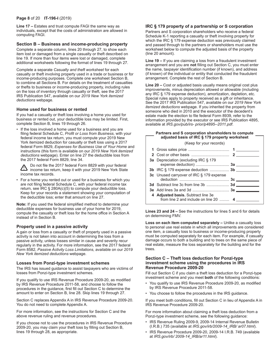 Instructions for Form IT-196 New York Resident, Nonresident, and Part-Year Resident Itemized Deductions - New York, Page 8