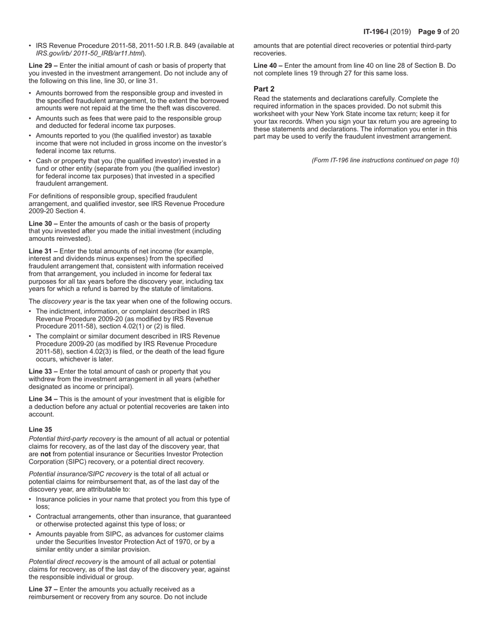 Instructions for Form IT-196 New York Resident, Nonresident, and Part-Year Resident Itemized Deductions - New York, Page 9