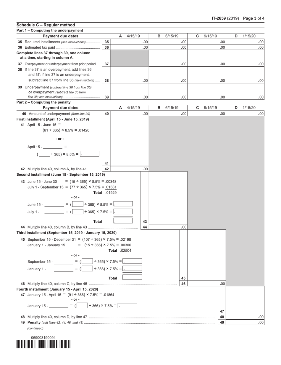 Form IT-2659 Estimated Tax Penalties for Partnerships and New York S Corporations - New York, Page 3