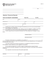Form CAS-19 (PD407-163) Request for Applicant's Employment Record - New York City