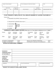 Form CAS-19 (PD407-163) Request for Applicant&#039;s Employment Record - New York City, Page 2