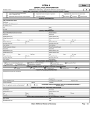 Form A General Facility Information - North Carolina