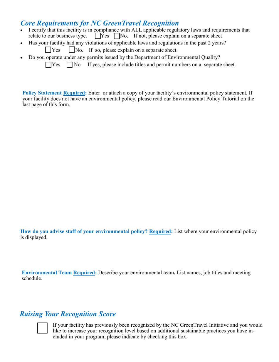 Nc Greentravel Golf Facility Application - North Carolina, Page 2