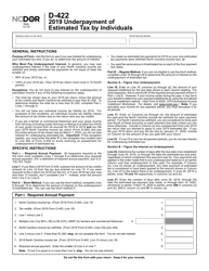 Form D-422 Underpayment of Estimated Tax by Individuals - North Carolina, Page 2