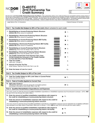 Form D-403TC Partnership Tax Credit Summary - North Carolina, Page 2