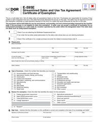 Document preview: Form E-595E Streamlined Sales and Use Tax Agreement Certificate of Exemption - North Carolina