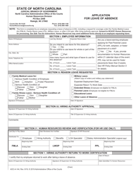 Document preview: Form AOC-A-144 Application for Leave of Absence - North Carolina