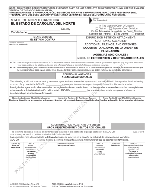 Form AOC CR 285 Fill Out Sign Online and Download Printable PDF