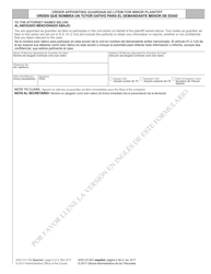 Form AOC-CV-120 Complaint for Judicial Authorization for Underage Person to Marry - North Carolina (English/Spanish), Page 2