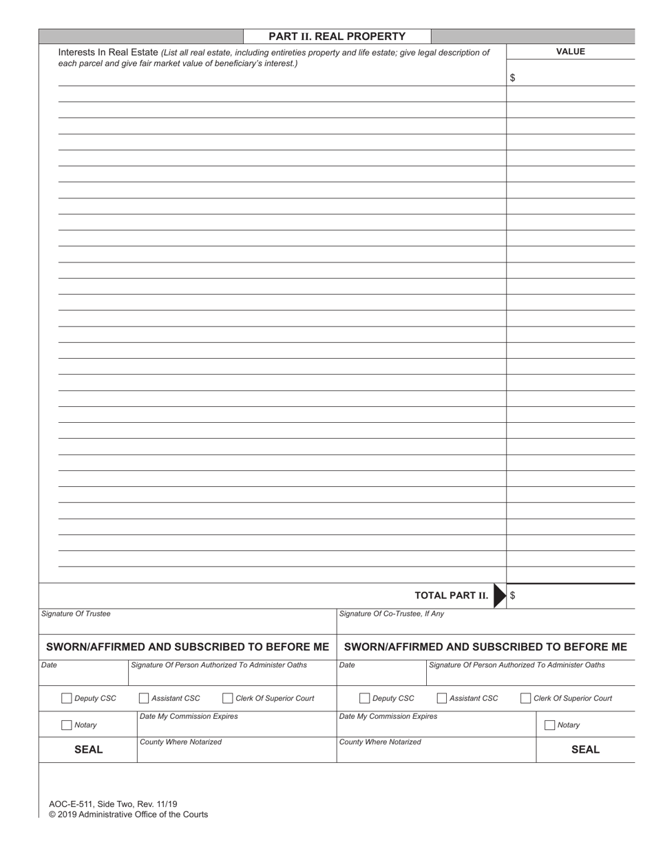 Form AOC-E-511 Inventory for Trust Under Will - North Carolina, Page 2