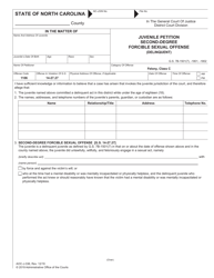 Document preview: Form AOC-J-336 Juvenile Petition Second-Degree Forcible Sexual Offense (Delinquent) - North Carolina