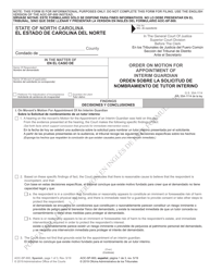 Form AOC-SP-900 Order on Motion for Appointment of Interim Guardian - North Carolina (English/Spanish)
