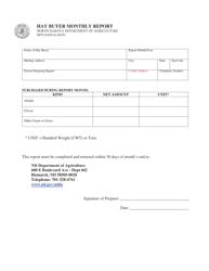 Document preview: Form SFN61650 Hay Buyer Monthly Report - North Dakota