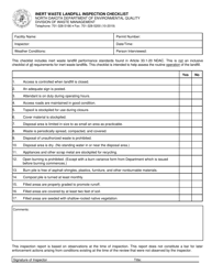 North Dakota Inert Waste Landfill Inspection Checklist Download ...