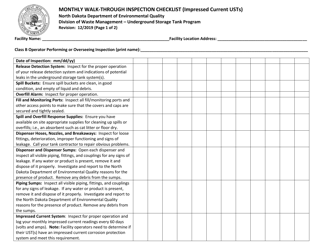 Document preview: Monthly Walk-Through Inspection Checklist (Impressed Current Usts) - North Dakota