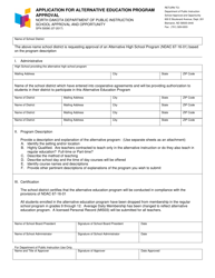 Document preview: Form SFN50090 Application for Alternative Education Program Approval - North Dakota