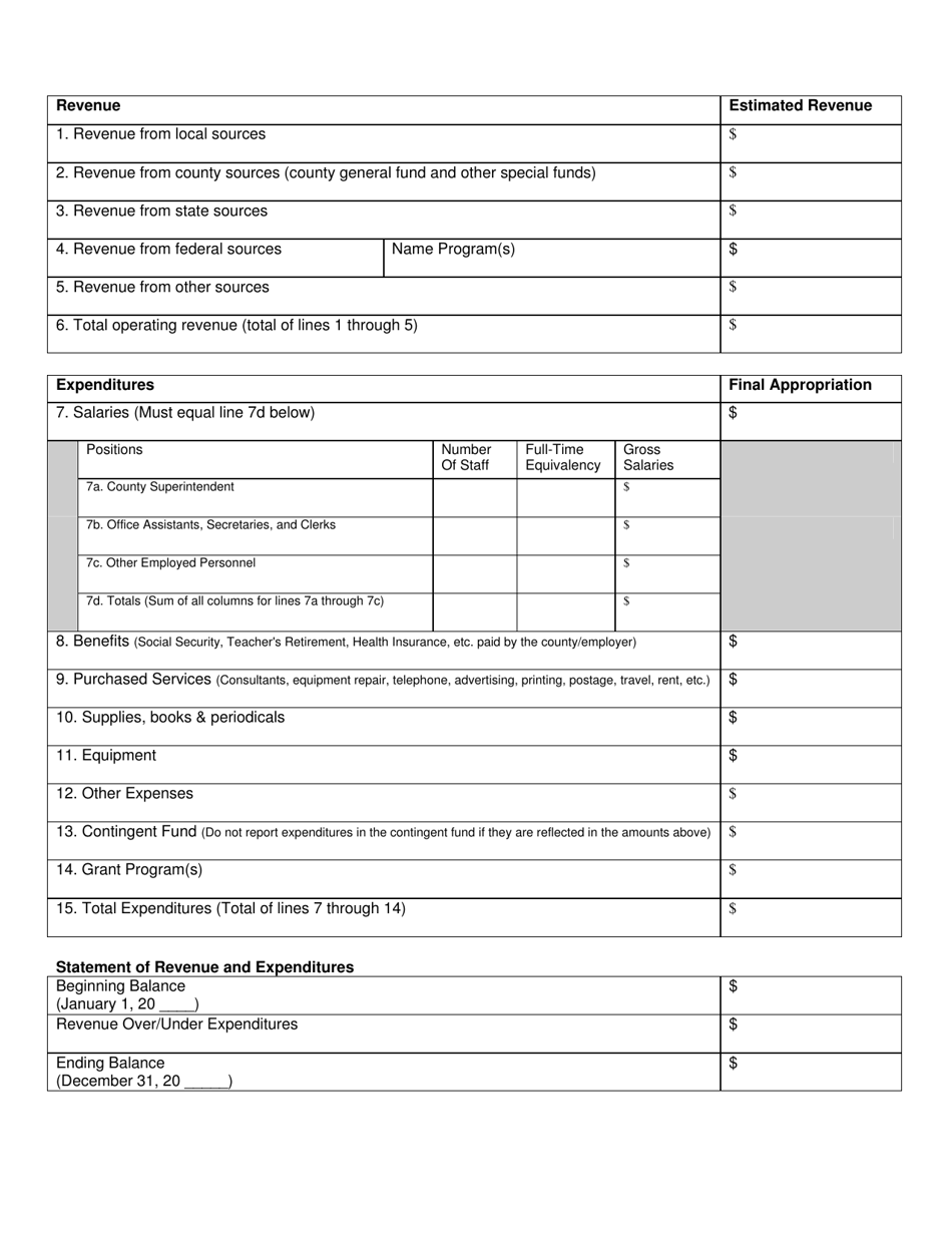 Form SFN19334 Annual Budget of County Superintendent - North Dakota, Page 2