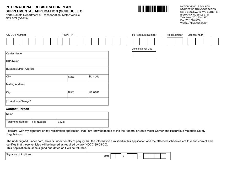 Form SFN2479 Schedule C International Registration Plan - Supplemental Application - North Dakota, Page 1