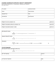 Document preview: Form SFN10081 Coarse Aggregate Specific Gravity Worksheet - North Dakota