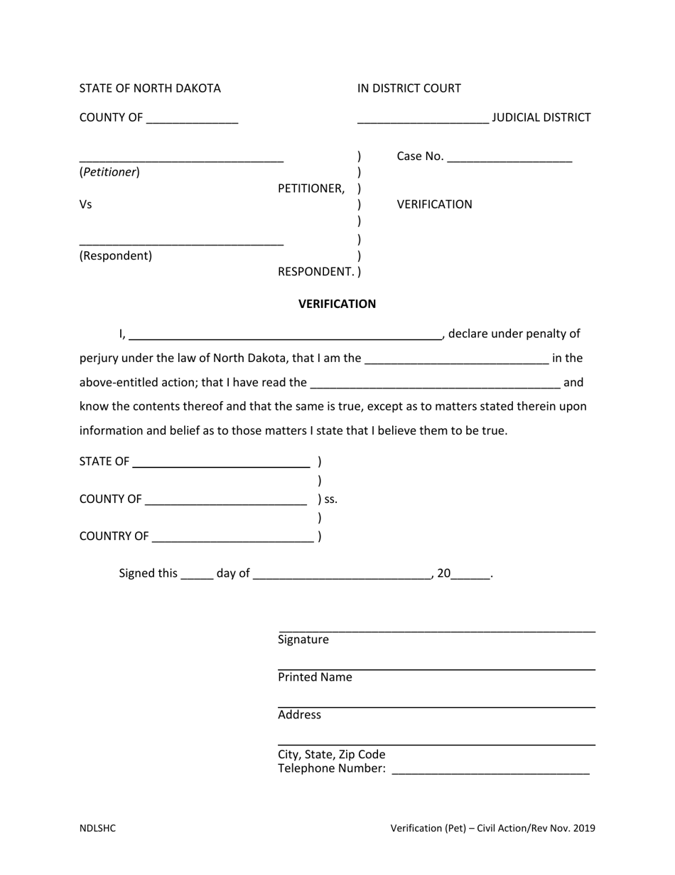 Verification (Petition) - North Dakota, Page 1