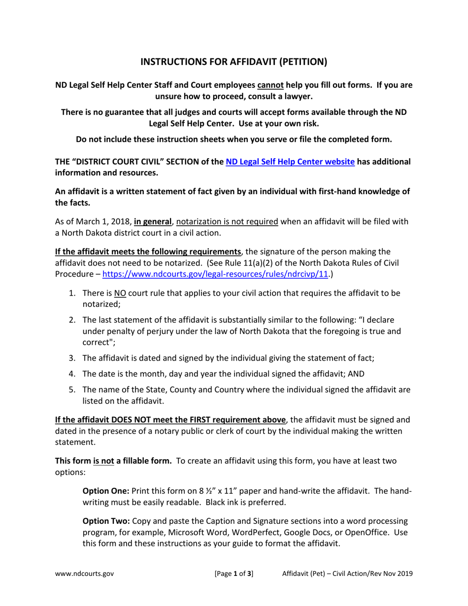 Affidavit (Petition) - North Dakota, Page 3