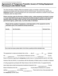 Form 428 Agreement of Temporary Transfer (Loan) of Voting Equipment Purchased With Hava Funds - Ohio