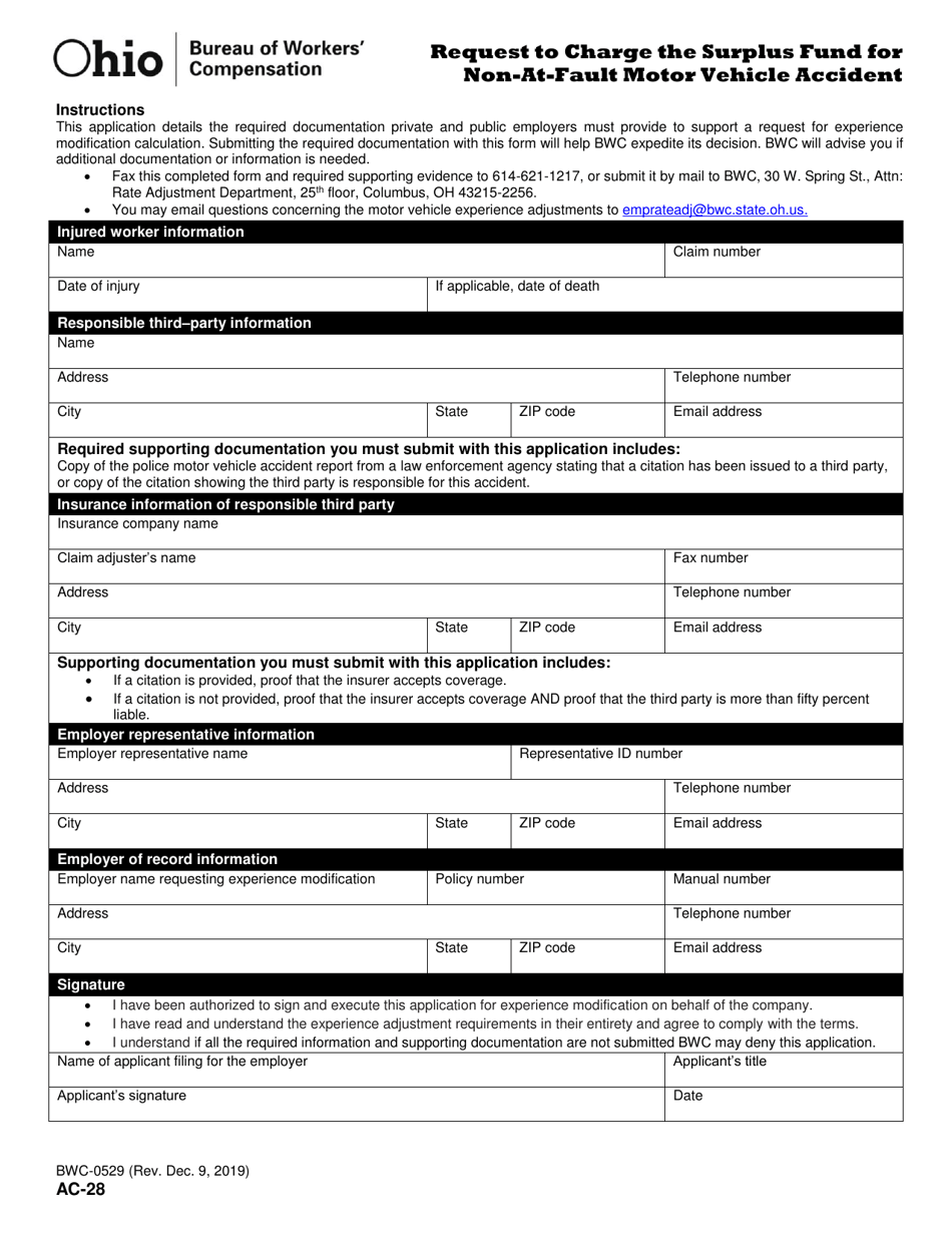 Form AC-28 (BWC-0529) - Fill Out, Sign Online and Download Printable ...