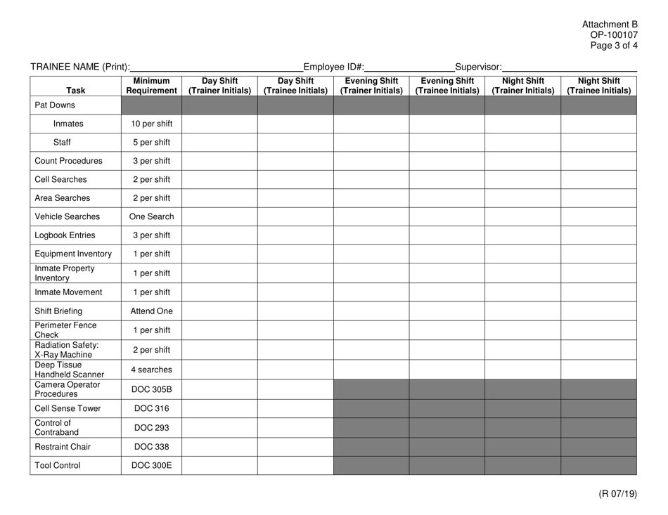 Form OP-100107 Attachment B Download Printable PDF or Fill Online Odoc ...