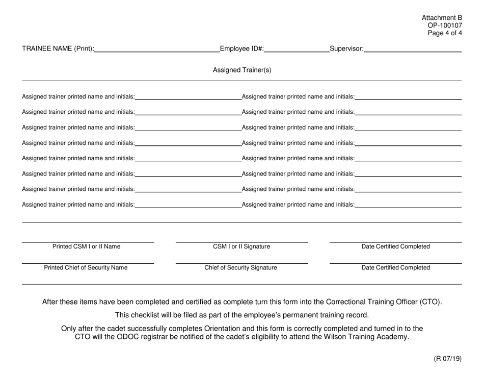 Form OP-100107 Attachment B Download Printable PDF or Fill Online Odoc ...