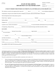 Document preview: Form M4-A Utility Permit for Interstate Freeways (Controlled Access Highways) - Oklahoma